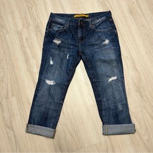Refuge Distressed Cuffed Girlfriend Jeans Womens Size 5‎ Blue.